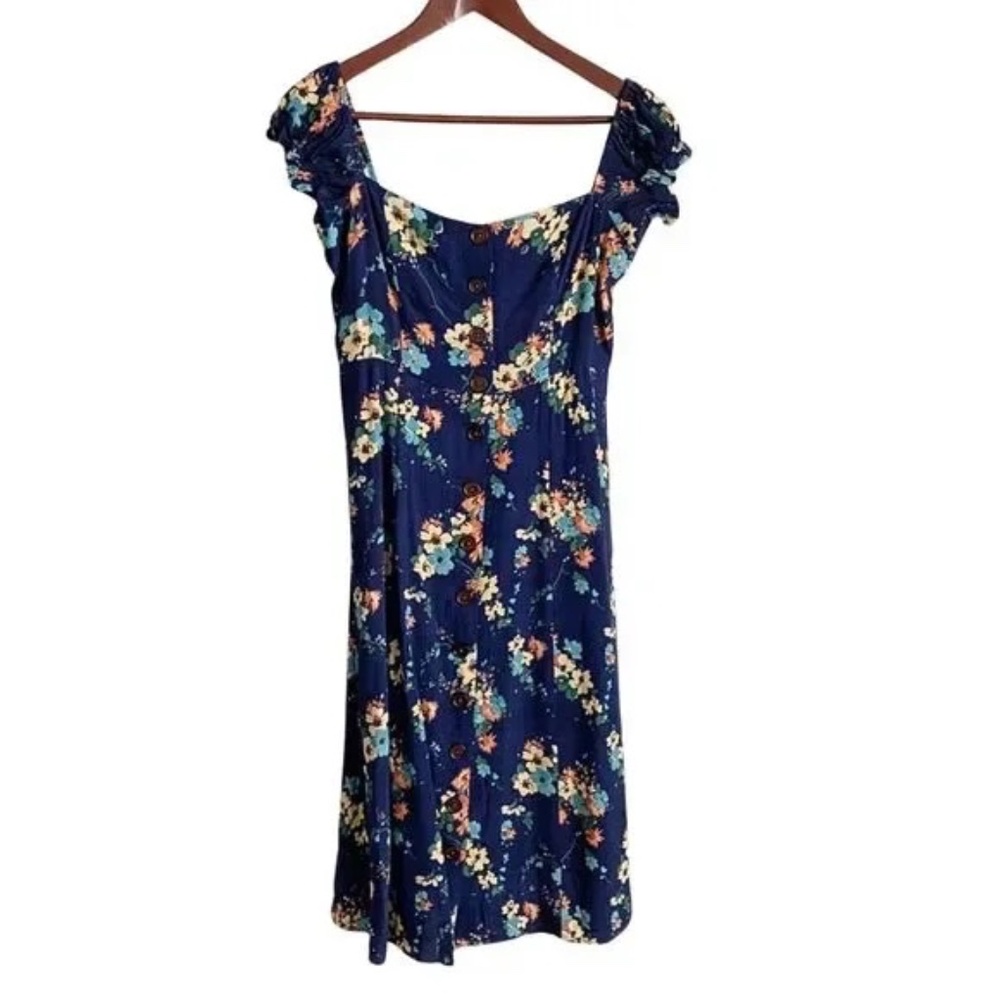 Capulet Mae Floral Button Front Midi Dress XS Blue NWT